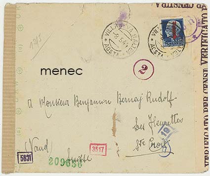 Italia, kirje Salón nukkevaltiosta 9.3.1944 Sveitsiin 