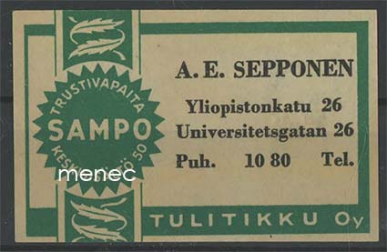 Kauppiasetiketti, A. E. Sepponen, Turku 