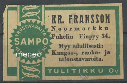 Kauppiasetiketti, Kr. Fransson, Noormarkku 