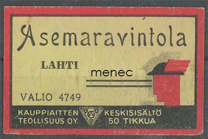 Tulitikkuetiketti, Asemaravintola, Lahti 