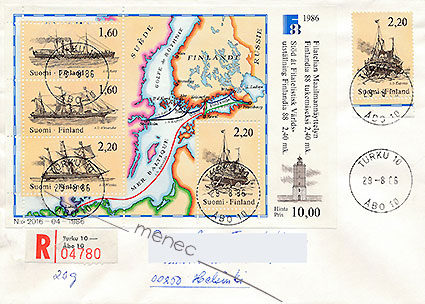 Finlandia 88 1986, BL2, FDC, kirjattu 