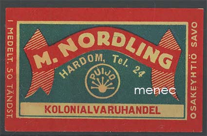 Kauppiasetiketti, M. Nordling, Hardom, Loviisa 