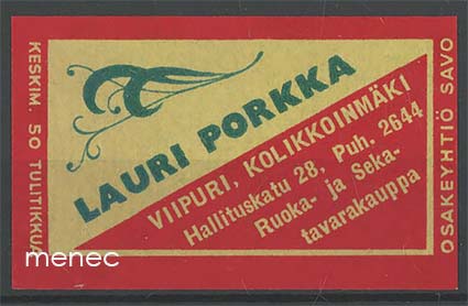 Kauppiasetiketti, Lauri Porkka, Viipuri 