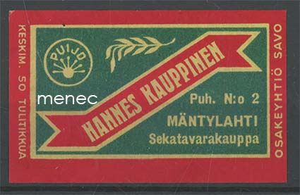 Kauppiasetiketti, Hannes Kauppinen, Mäntylahti, Lapinlahti 