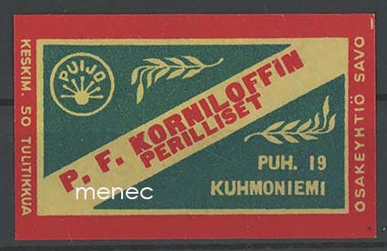 Kauppiasetiketti, P. F. Korniloffin perilliset, Kuhmoniemi 