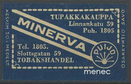 Puijo-kauppiasetiketti, Tupakkakauppa Minerva, Turku 