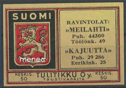 Kauppiasetiketti, Ravintolat 'Meilahti' ja 'Kajuutta', Helsinki 