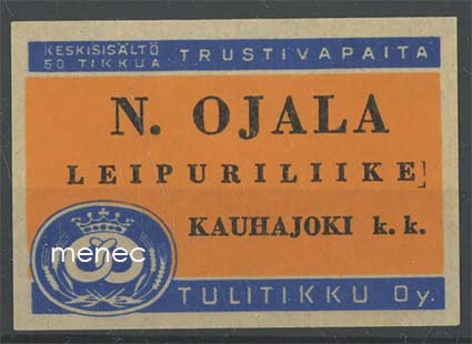 Kauppiasetiketti, N. Ojala, Kauhajoki 