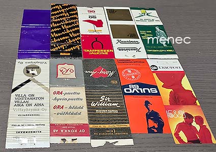 Tulitikkuetikettejä, litteitä, asusteita. 10 kpl 