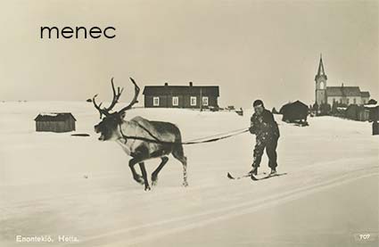 Enontekiö, Hetta, porolla hiihtoa 