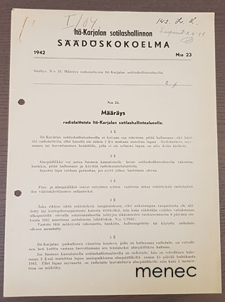 Itä-Karjalan sotilashallinnon säädöskokoelma  1942,23
